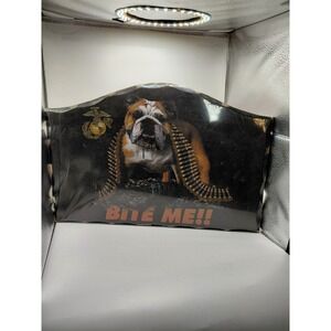 Bulldog with Ammo hanging around neck "Bite Me" Wooden sign US Marines